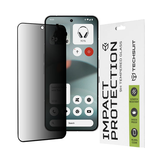 Pellicola protettiva per schermo Privacy Techsuit per Nothing Phone (3), Vetro temperato, Full Glue, 111D