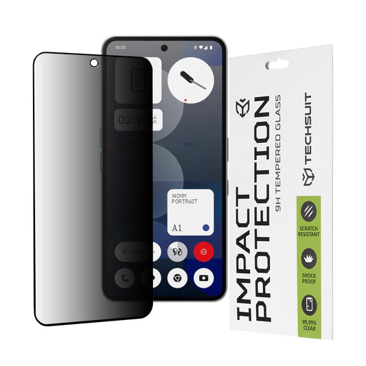 Pellicola protettiva per schermo Privacy Techsuit per Nothing Phone (3a) / Phone (3a) Pro, Vetro temperato, Full Glue, 111D
