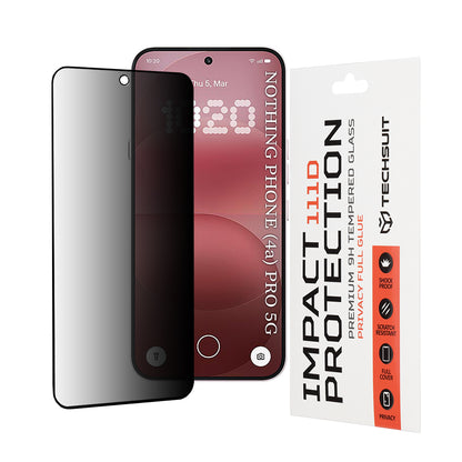 Pellicola Protettiva Schermo Privacy Techsuit per Nothing Phone (4a) Pro, Vetro Temperato, Full Glue, 111D