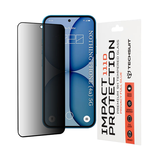 Pellicola Protettiva Schermo Privacy Techsuit per Nothing Phone (4a), Vetro Temperato, Full Glue, 111D
