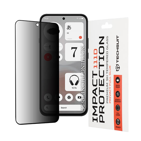 Pellicola protettiva per schermo Privacy Techsuit per Nothing Phone (4b), Vetro temperato, Full Glue, 111D