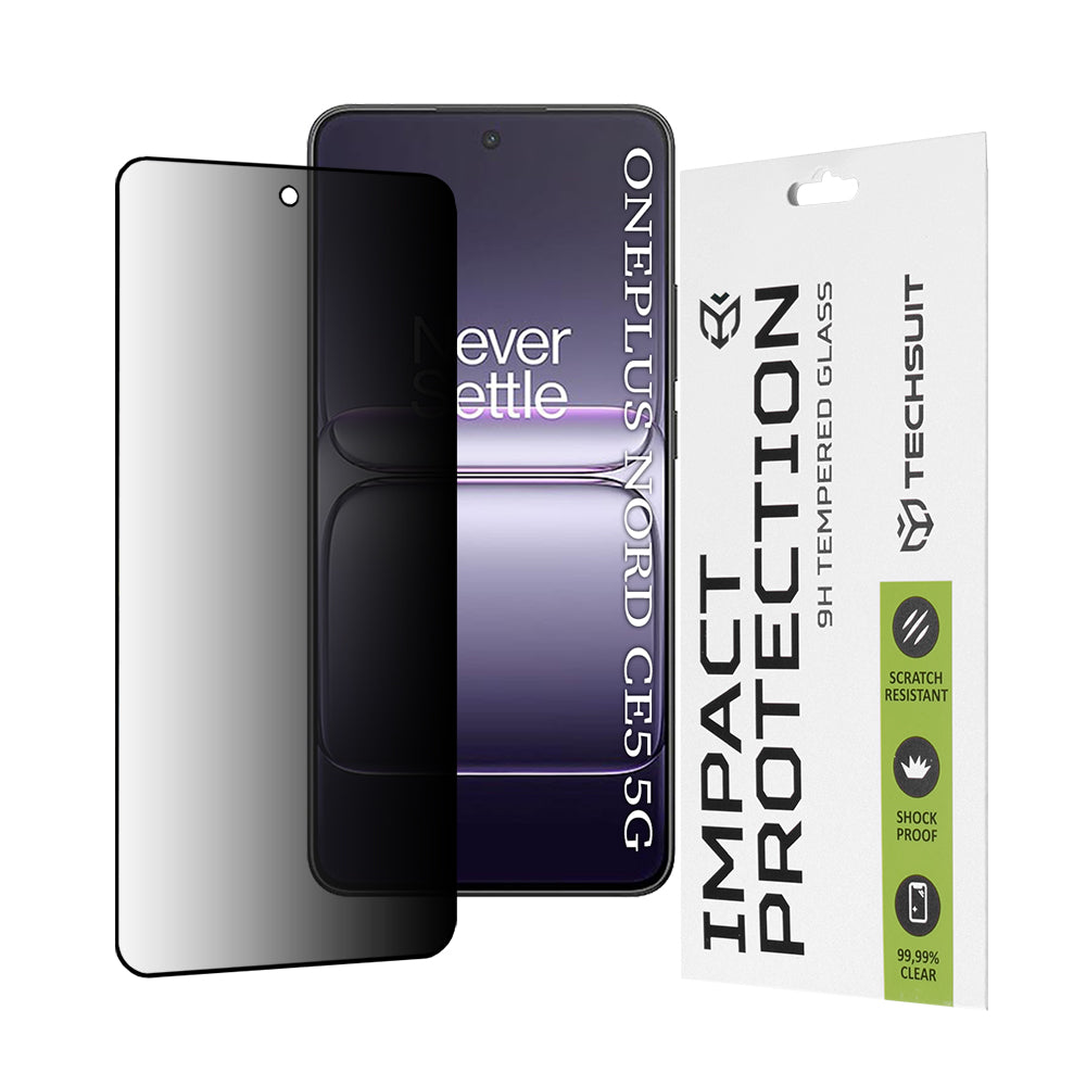 Pellicola protettiva per schermo Privacy Techsuit per OnePlus Nord CE5, Vetro temperato, Full Glue, 111D