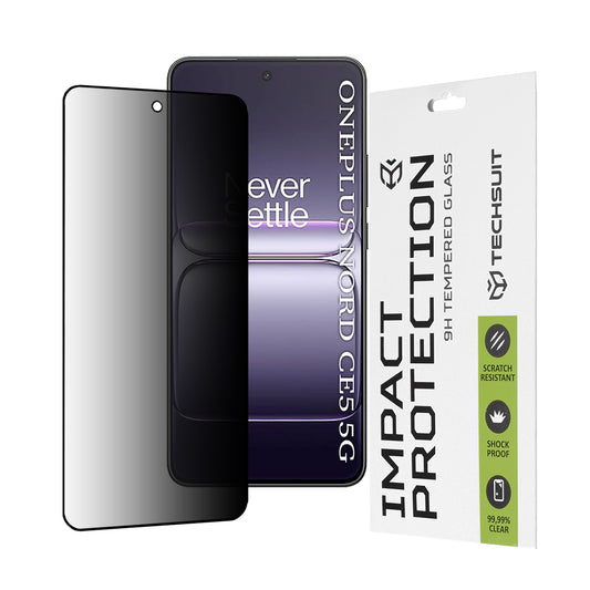 Pellicola protettiva per schermo Privacy Techsuit per OnePlus Nord CE5, Vetro temperato, Full Glue, 111D