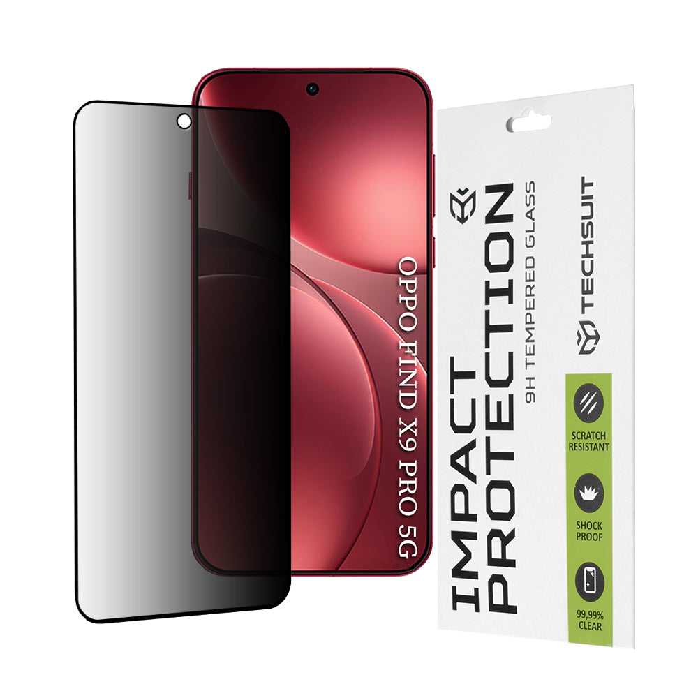 Pellicola Protettiva Schermo Privacy Techsuit per Oppo Find X9 Pro, Vetro Temperato, Full Glue, 111D