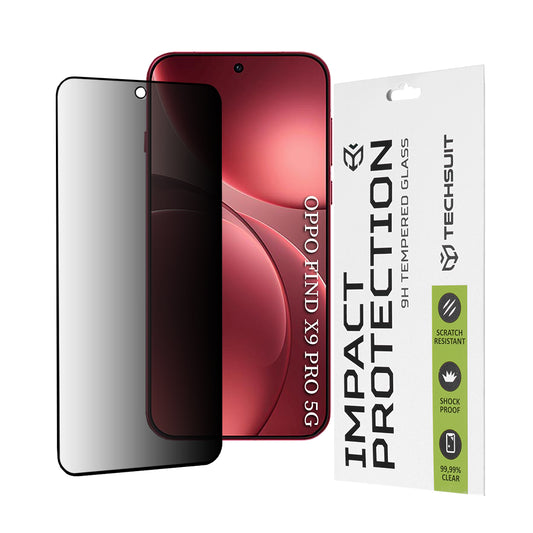 Pellicola Protettiva Schermo Privacy Techsuit per Oppo Find X9 Pro, Vetro Temperato, Full Glue, 111D