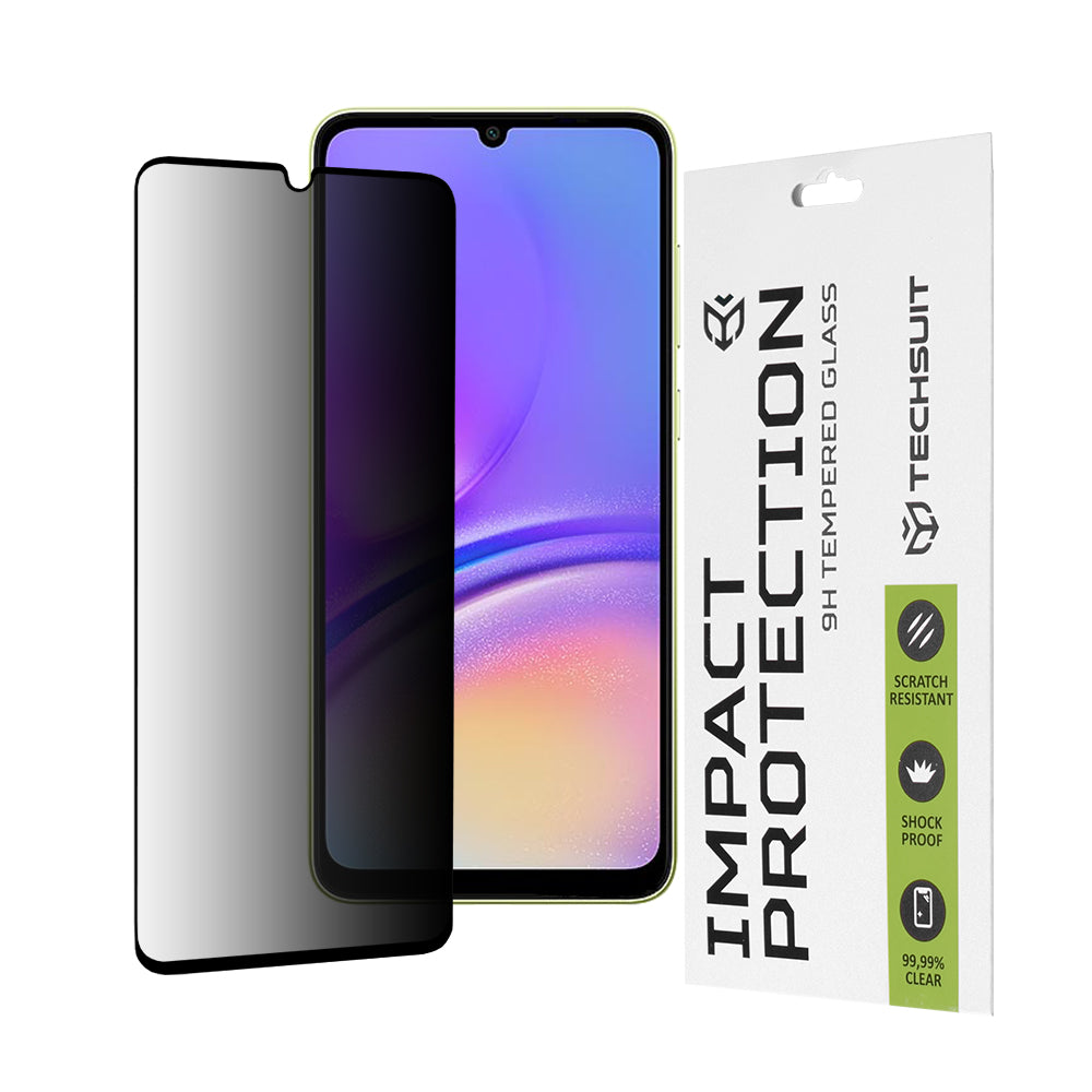 Pellicola protettiva per schermo Privacy Techsuit per Samsung Galaxy A05s A057 / A05 A055, Vetro Temperato, Full Glue, 111D