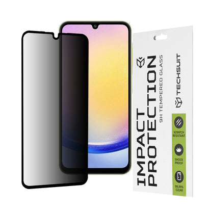Pellicola protettiva per schermo Privacy Techsuit per Samsung Galaxy A25 A256, Vetro temperato, Full Glue, 111D