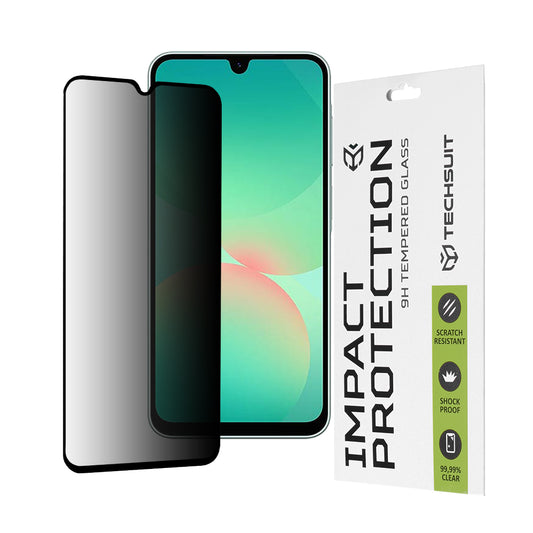 Pellicola protettiva per schermo Privacy Techsuit per Samsung Galaxy A26 A266, Vetro temperato, Full Glue, 111D