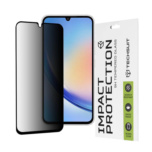 Pellicola protettiva per schermo Privacy Techsuit per Samsung Galaxy A34 A346, Vetro Temperato, Full Glue, 111D
