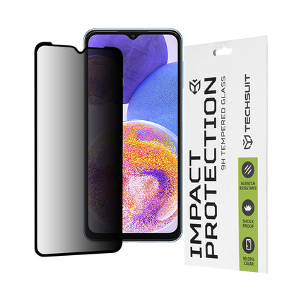 Pellicola protettiva per schermo Privacy Techsuit per Samsung Galaxy M13 M135 / F13 E135 / A23 5G A236 / A23 A235, Vetro Temperato, Full Glue, 111D