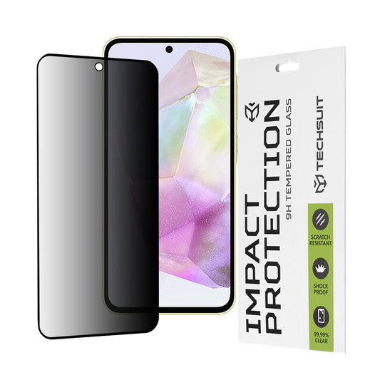 Pellicola protettiva per schermo Privacy Techsuit per Samsung Galaxy M56 M566 / M35 / A55 5G A556 / A35 5G A356, Vetro Temperato, Full Glue, 111D