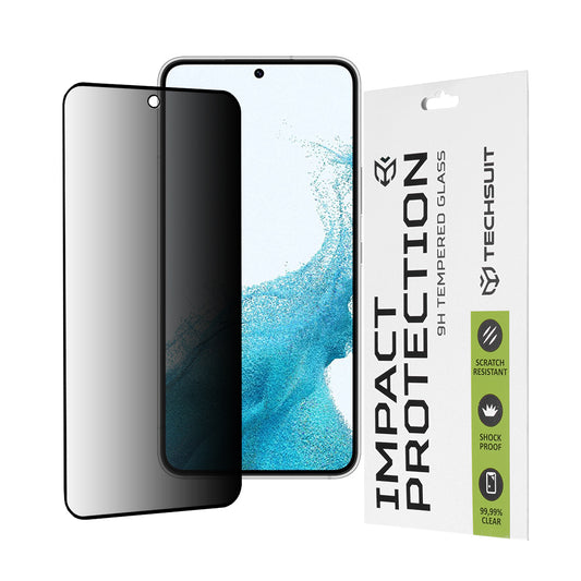 Pellicola protettiva per schermo Privacy Techsuit per Samsung Galaxy S23 S911 / S22 5G S901, Vetro Temperato, Full Glue, 111D