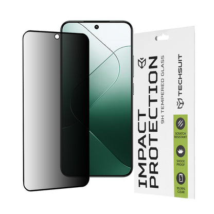 Pellicola protettiva per schermo Privacy Techsuit per Xiaomi 14, Vetro temperato, Full Glue, 111D