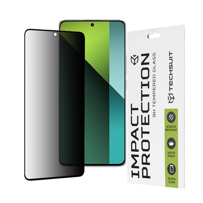Pellicola protettiva per schermo Privacy Techsuit per Xiaomi Poco X6 / Redmi Note 13 Pro 5G, Vetro Temperato, Full Glue, 111D