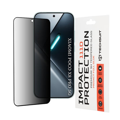 Pellicola Protettiva Schermo Privacy Techsuit per Xiaomi Poco X8 Pro, Vetro Temperato, Full Glue, 111D