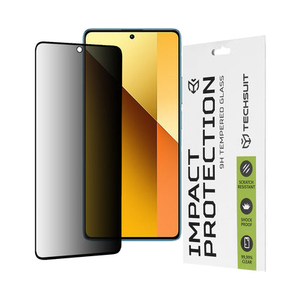 Pellicola protettiva per schermo Privacy Techsuit per Xiaomi Redmi Note 13 5G, Vetro Temperato, Full Glue, 111D
