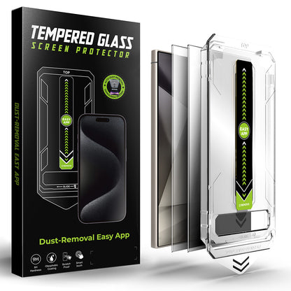 Pellicola protettiva per schermo Privacy Techsuit TitanGlass CrystalHD per Samsung Galaxy S24 Ultra S928, Vetro temperato, Full Glue, Set 2 pezzi
