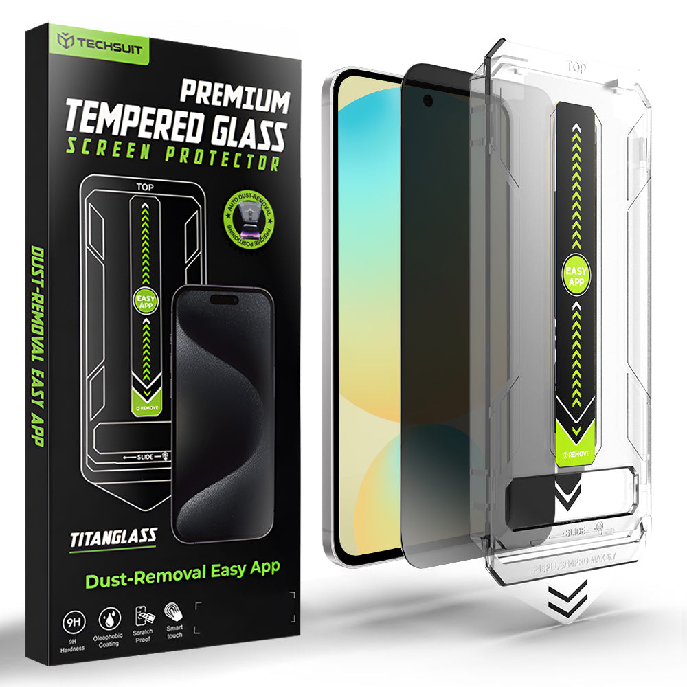 Pellicola protettiva per schermo Privacy Techsuit TitanGlass CrystalHD per Samsung Galaxy S24 FE S721, Vetro temperato, Full Glue