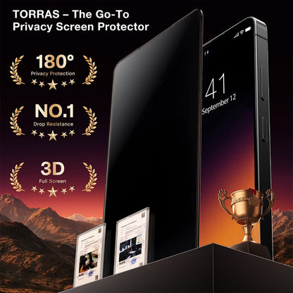 Torras GlassGo Install Master Privacy Screen Protector for Samsung Galaxy S26 Ultra S948, Tempered Glass, Full Glue