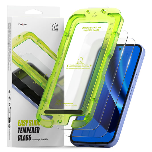 Pellicola protettiva per schermo Ringke Easy Slide per Google Pixel 10a, Vetro temperato, Full Glue, Set da 2 pezzi