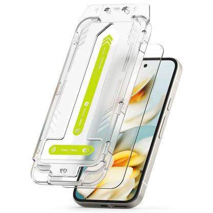 Pellicola protettiva per schermo Ringke Easy Slide per Google Pixel 9a, Vetro temperato, Full Glue, Set da 2 pezzi