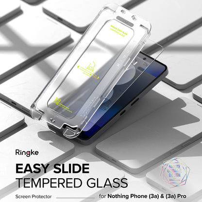 Pellicola protettiva per schermo Ringke Easy Slide per Nothing Phone (3a) / Phone (3a) Pro, Vetro temperato, Full Glue, Set da 2 pezzi