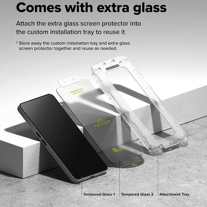 Pellicola protettiva per schermo Ringke Easy Slide per Nothing Phone (3a) / Phone (3a) Pro, Vetro temperato, Full Glue, Set da 2 pezzi