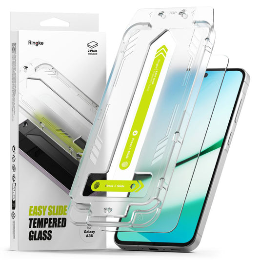 Pellicola protettiva per schermo Ringke Easy Slide per Samsung Galaxy A36 A366, vetro temperato, Full Glue, set da 2 pezzi