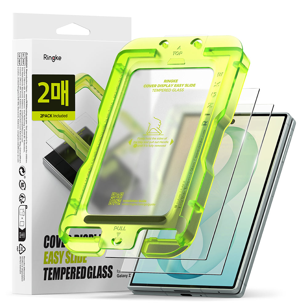 Pellicola protettiva per schermo esterno Ringke Easy Slide per Samsung Galaxy Z Fold8 F971, vetro temperato, adesivo completo, set da 2 pezzi