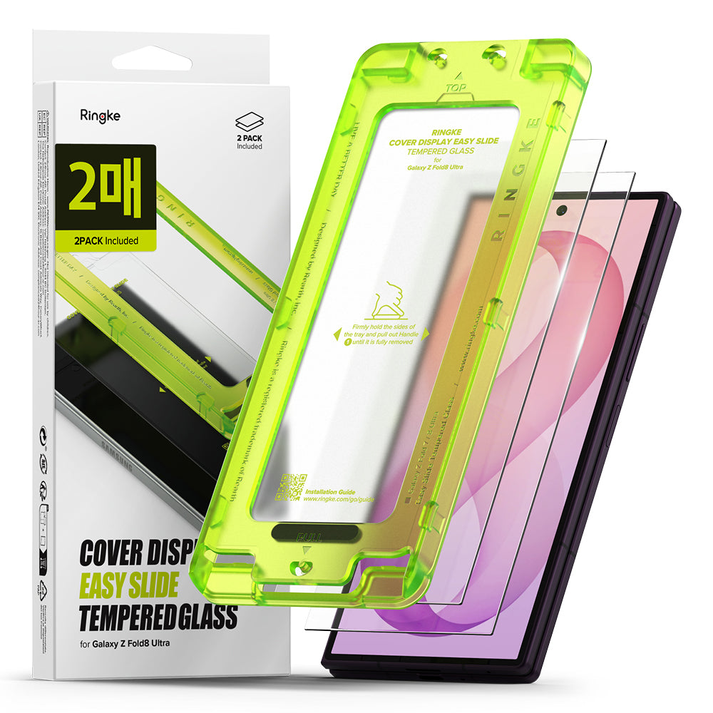 Pellicola protettiva per schermo esterno Ringke Easy Slide per Samsung Galaxy Z Fold8 Ultra F976, vetro temperato, adesivo completo, set da 2 pezzi