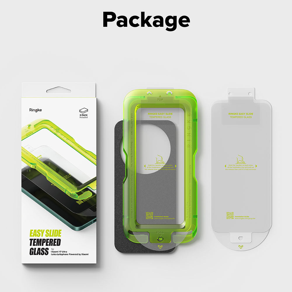 Pellicola protettiva per schermo Ringke Easy Slide per Xiaomi 17 Ultra, Vetro temperato, Full Glue, Set 2 pezzi