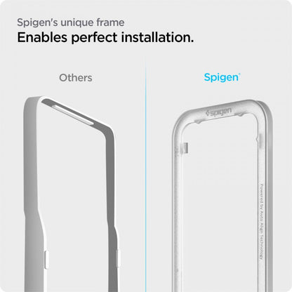 Pellicola Protettiva Schermo Spigen GlastR Align Master per Apple iPhone 17e / 16e / 14 / 13 Pro, Vetro Temperato, Full Glue, Nera AGL03725