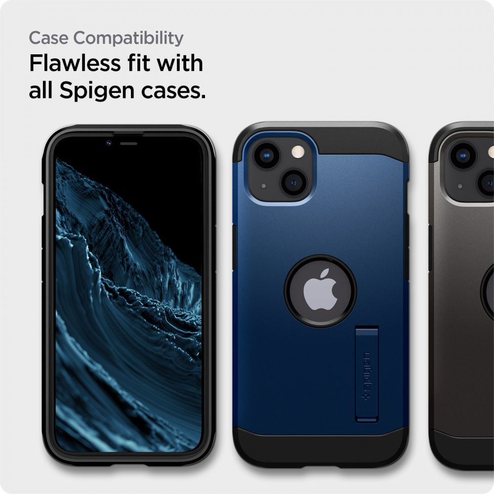 Pellicola Protettiva Schermo Spigen GlastR Align Master per Apple iPhone 17e / 16e / 14 / 13 Pro, Vetro Temperato, Full Glue, Nera AGL03725