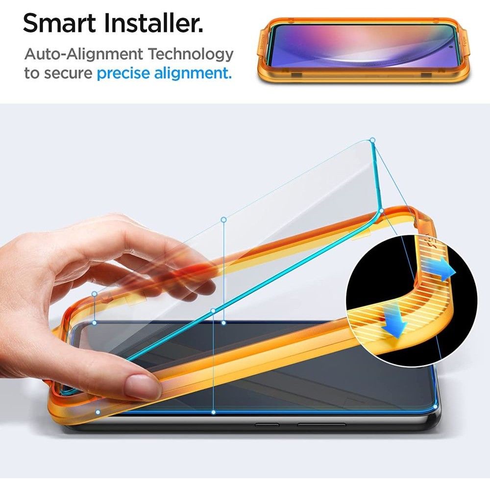Pellicola protettiva per schermo Spigen GlastR Align Master per Samsung Galaxy A54 A546, vetro temperato, Full Glue, set 2 pezzi AGL05966