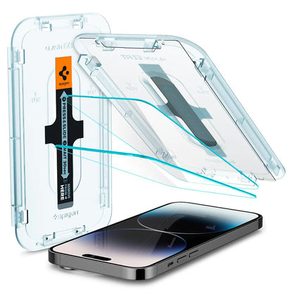 Pellicola protettiva Schermo Spigen GlastR EZ FIT per Apple iPhone 14 Pro, Vetro Temperato, Full Glue, Set 2 pezzi