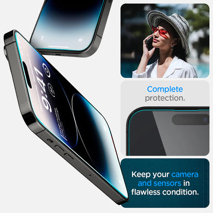 Pellicola protettiva Schermo Spigen GlastR EZ FIT per Apple iPhone 14 Pro, Vetro Temperato, Full Glue, Set 2 pezzi