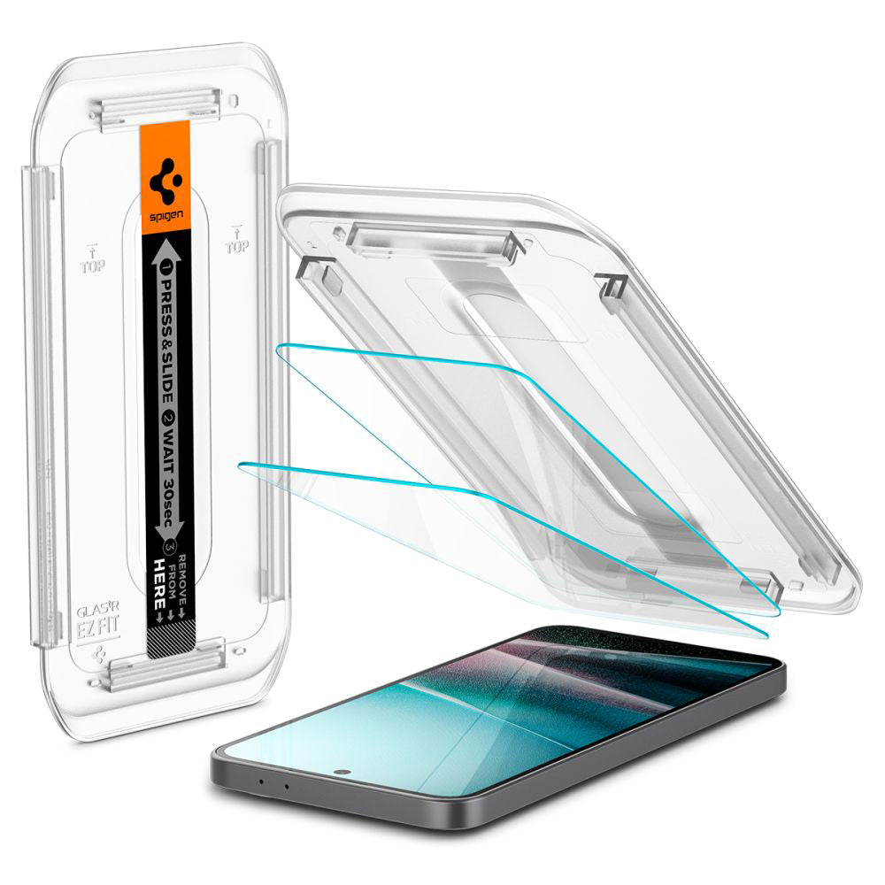 Pellicola protettiva per schermo Spigen GlastR EZ FIT per Samsung Galaxy A36 A366, Vetro temperato, Full Glue, Set 2 pezzi AGL09202