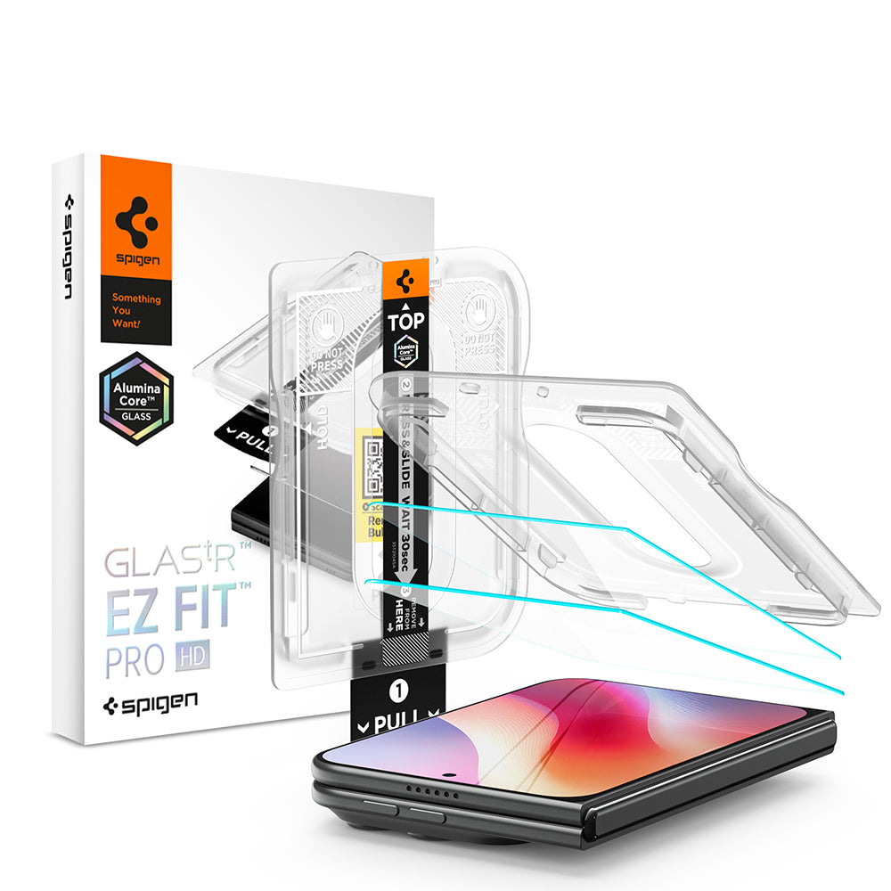 Pellicola protettiva per schermo esterno Spigen GlastR EZ FIT Pro HD per Apple iPhone Duo, Vetro temperato, Full Glue, Set 2 pezzi AGL12013