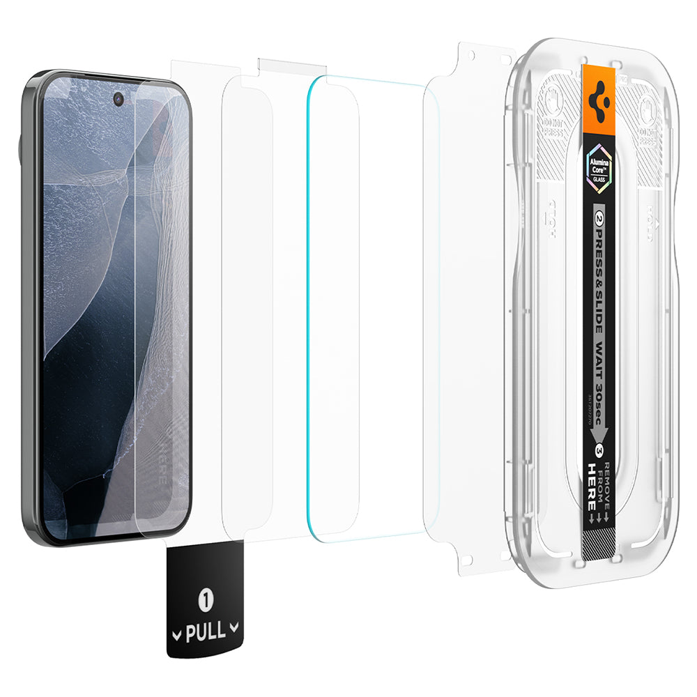 Pellicola protettiva per schermo Spigen GlastR EZ FIT Pro per Google Pixel 11 Pro / 11, Vetro temperato, Full Glue, Set 2 pezzi AGL11480