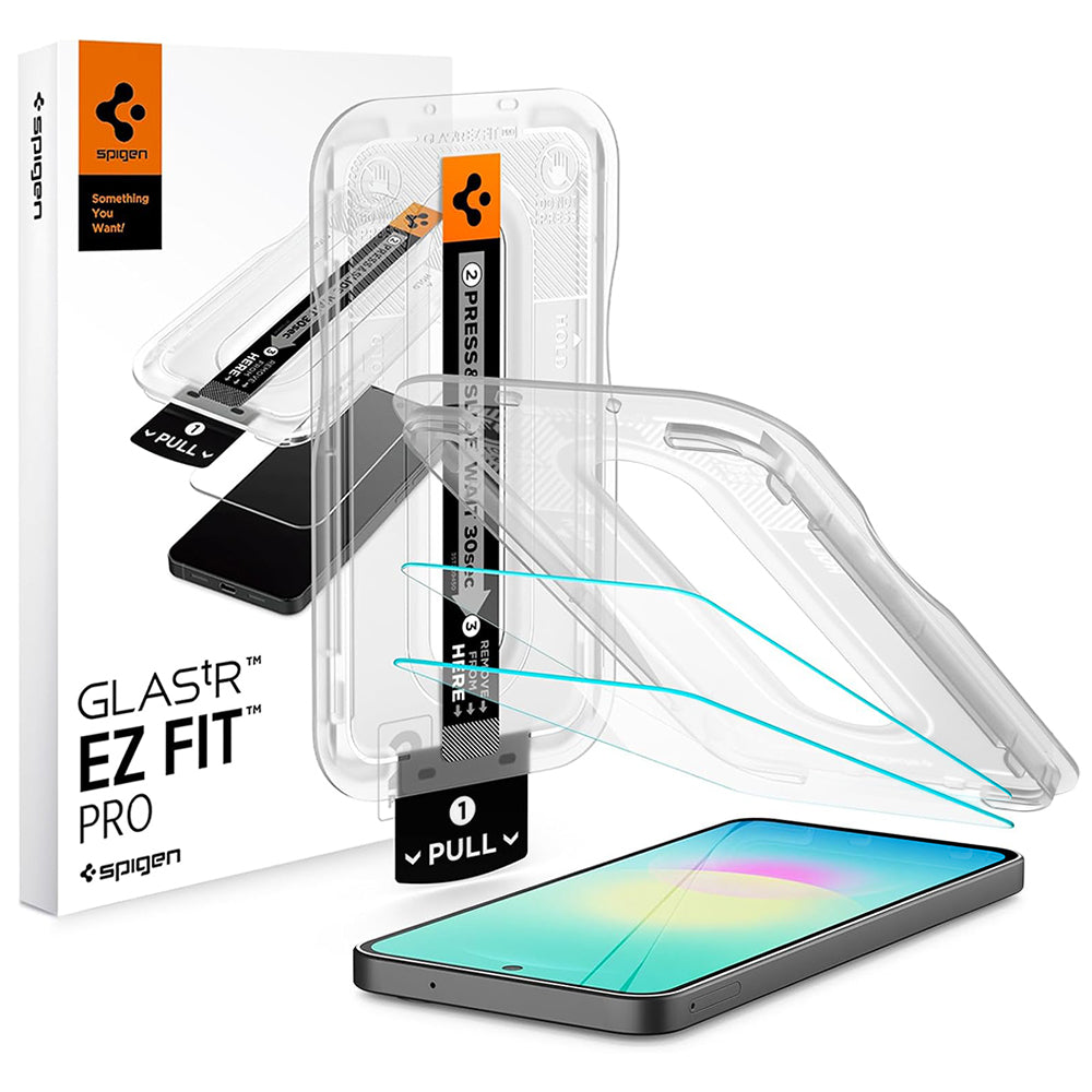 Pellicola protettiva per schermo Spigen GlastR EZ FIT Pro per Samsung Galaxy A27 5G, Vetro temperato, Colla completa, Set 2 pezzi AGL11809