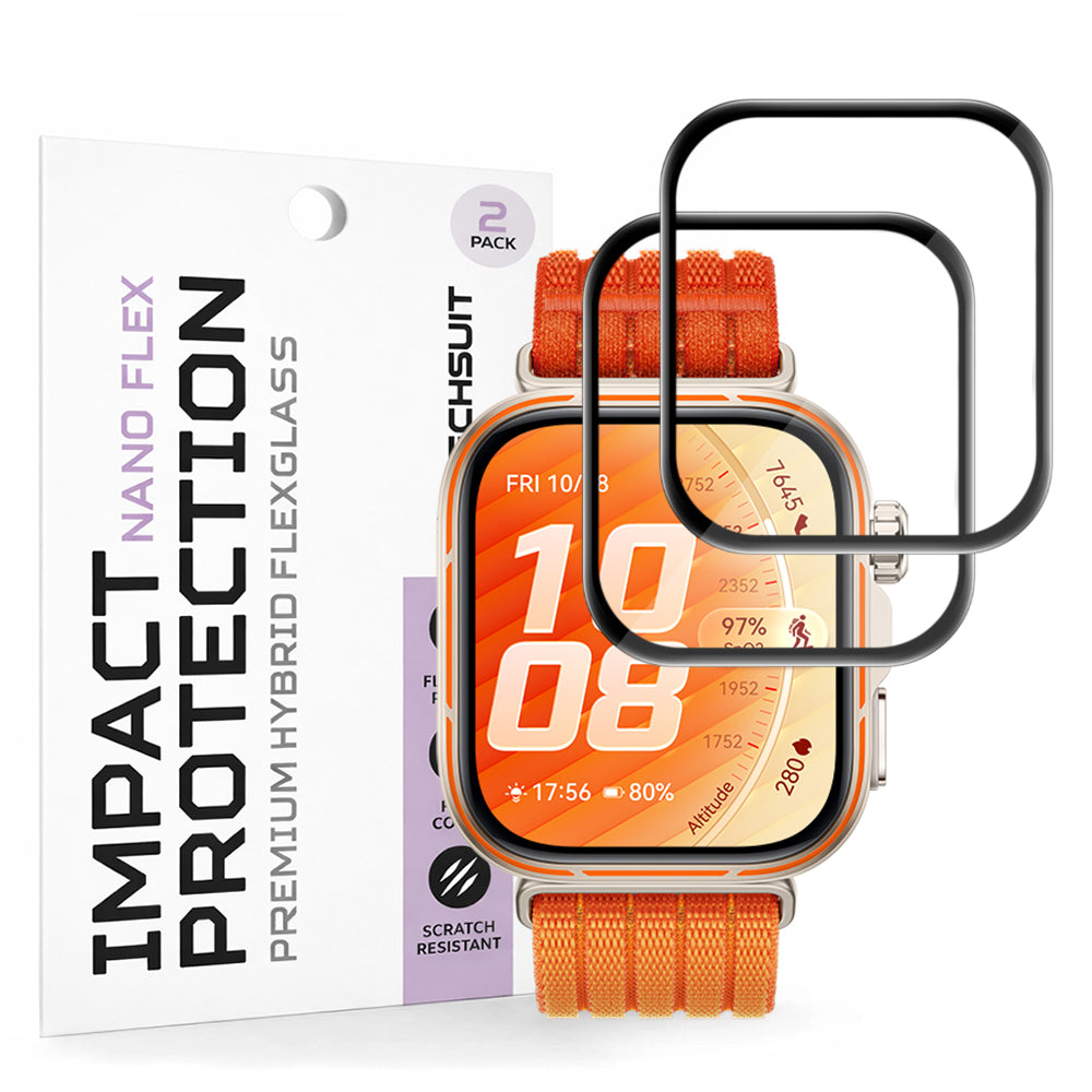 Pellicola protettiva per schermo Techsuit Nano Flex per Huawei Watch Fit 5 Pro, plastica, set da 2 pezzi, nera