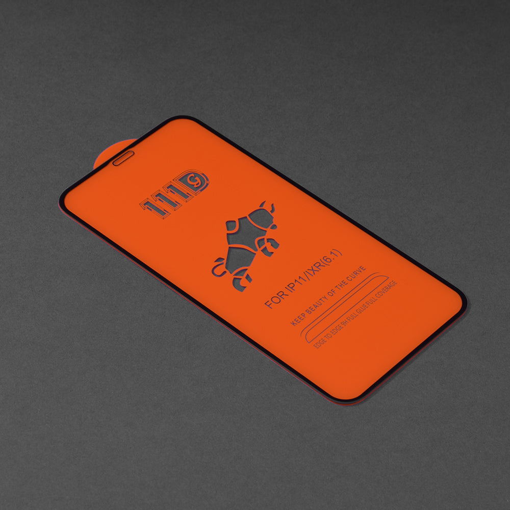 Pellicola protettiva per schermo Techsuit per Apple iPhone 11 / XR, Vetro temperato, Full Glue, 111D, Nero