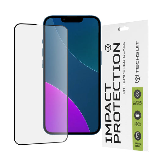 Pellicola protettiva per schermo Techsuit per Apple iPhone 13 mini, Vetro temperato, Full Glue, 111D, Nero