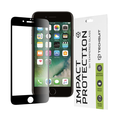 Pellicola Protettiva per Schermo Techsuit per Apple iPhone SE (2022) / SE (2020) / 8 / 7, Vetro Temperato, Full Glue, 111D, Nero