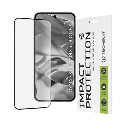 Pellicola protettiva per schermo Techsuit per Google Pixel 10 Pro XL, Vetro temperato, Full Glue, 111D, Nero