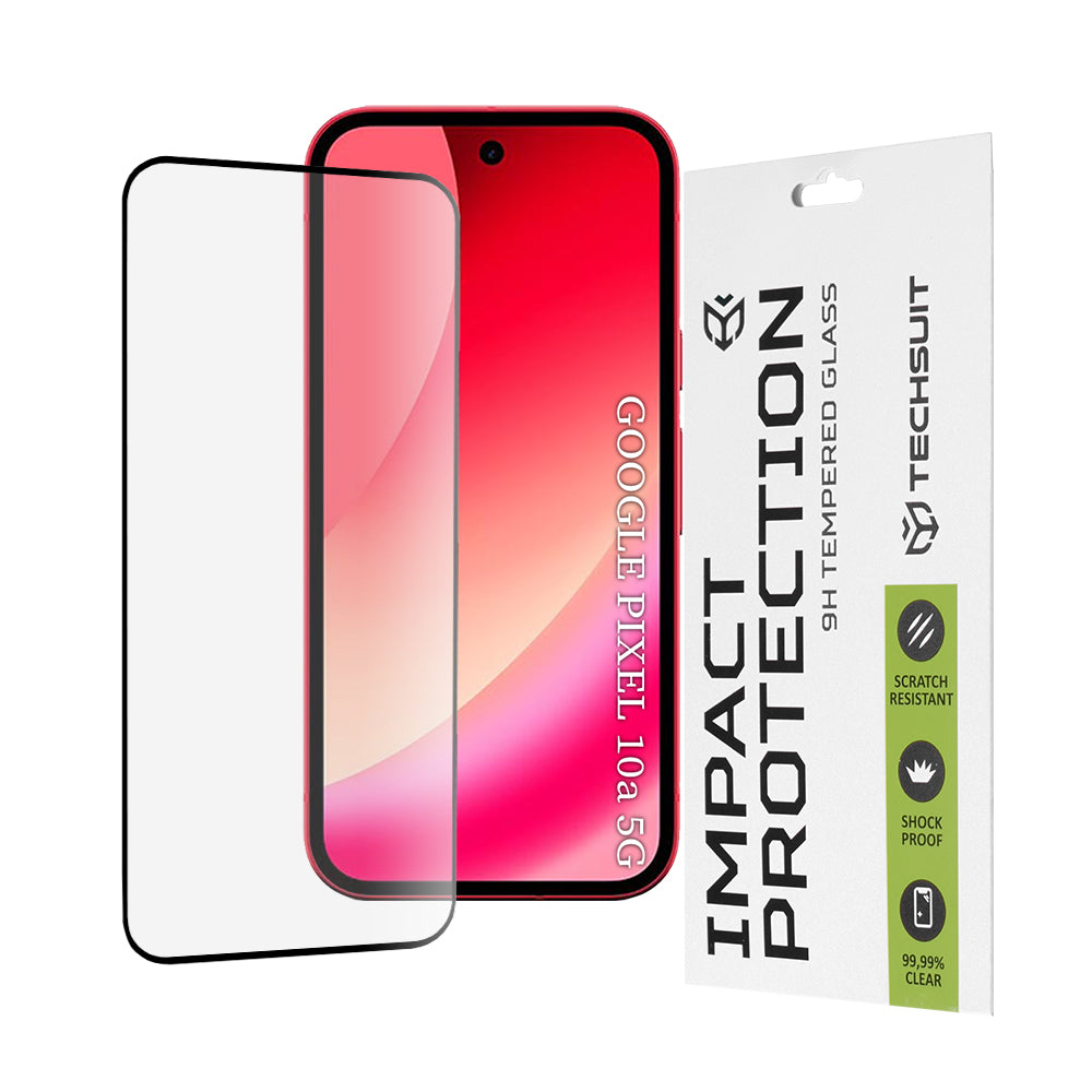 Techsuit Screen Protector for Google Pixel 10a, Tempered Glass, Full Glue, 111D, Black