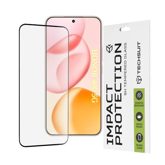 Pellicola protettiva per schermo Techsuit per Honor 400, Vetro temperato, Full Glue, 111D, Nero