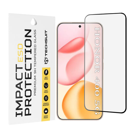 Pellicola protettiva per schermo Techsuit per Honor 400, Vetro temperato, Full Glue, Nero