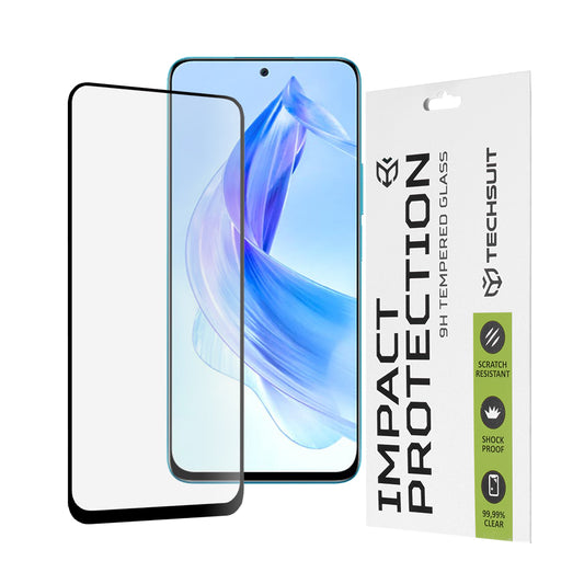 Pellicola protettiva per schermo Techsuit per Honor 90 Lite, Vetro temperato, Full Glue, 111D, Nero