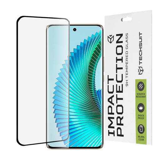 Pellicola protettiva per schermo Techsuit per Honor Magic6 Lite, Vetro temperato, Full Glue, 111D, Nero